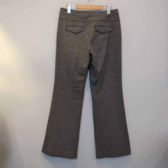 Express Editor Flare Leg Pants Houndstooth Plaid Womens Size 6 Grey Trousers - Picture 8 of 15